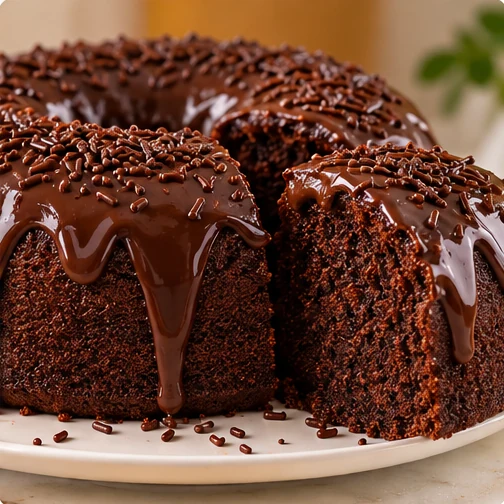 Bolo de chocolate com cobertura